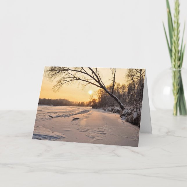 Tarjeta Festiva Sunset Over A Winscape Navidades Card (Anverso)