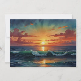Tarjeta Festiva Sunset Sunrise Ocean Waves coloridas coloridas art
