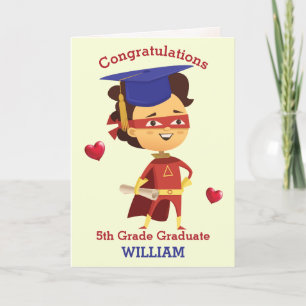 Tarjeta Festiva Super Boy Felicitaciones a quinto grado