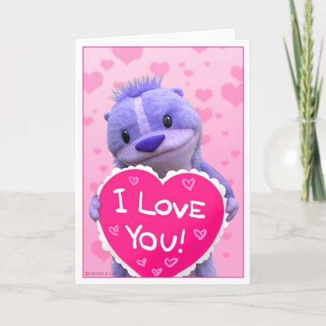 Tarjeta Festiva Super Cute Chipmunk Valentine (Anverso)
