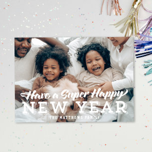 Tarjeta Festiva Super Feliz Año Nuevo Foto Completa