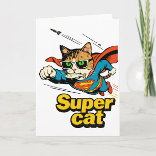 Tarjeta Festiva Super Gato Vuela con Pescado 