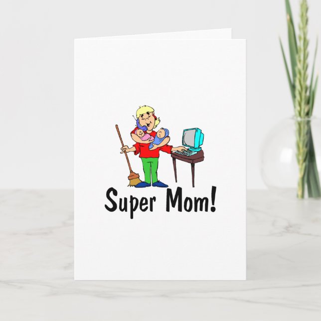 Tarjeta Festiva Super Mamá (4 brazos) (Anverso)
