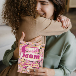 Tarjeta Festiva Super Mamá del estilo Retro Vegas 70 siempre ocupa