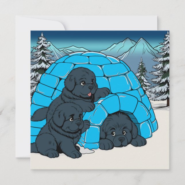 Tarjeta Festiva Super tranquilo cachorro de Terranova  (Anverso)