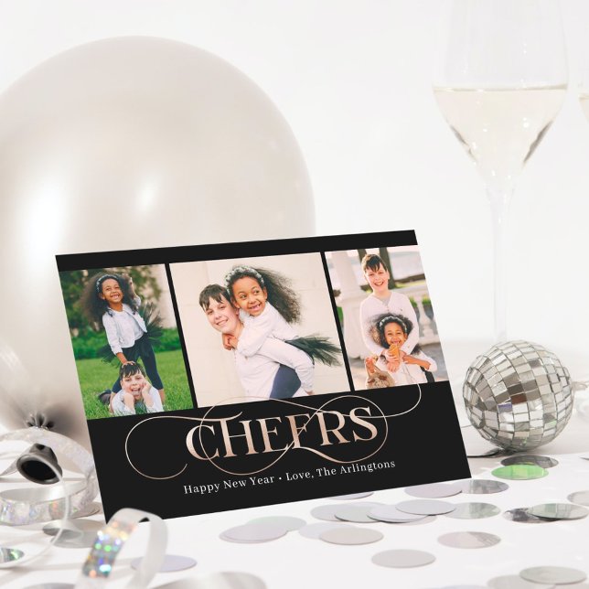 Tarjeta Festiva Superb Swirl Happy New Year Photo Card (Subido por el creador)