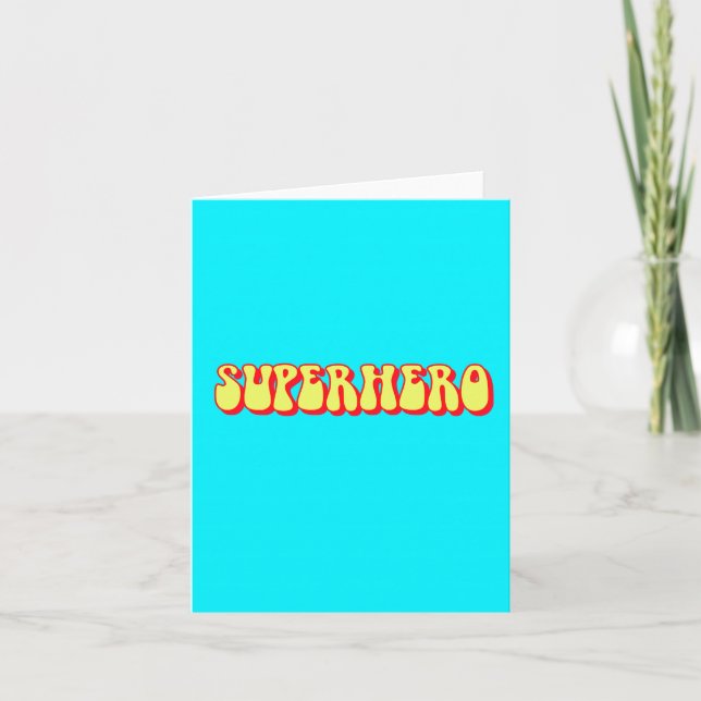 Tarjeta Festiva Superhéroe retro (Anverso)