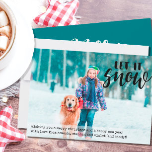 Tarjeta Festiva Superposición de "Deja que nieve" con foto a sangr
