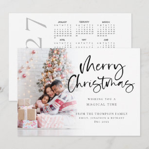 Tarjeta Festiva Superposición de foto Calendario 2027 Feliz Navida