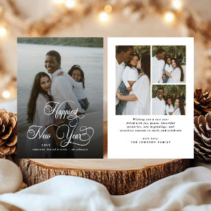 Tarjeta Festiva Superposición de foto de Feliz Año Nuevo 4 con let