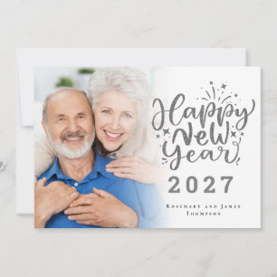 Tarjeta Festiva Superposición de Foto Feliz Año Nuevo 2027 Brillo