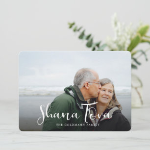 Tarjeta Festiva Superposición de nombre de familia con letra Shana