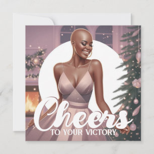 Tarjeta Festiva Superviviente de cáncer mujer afroamericana alegre