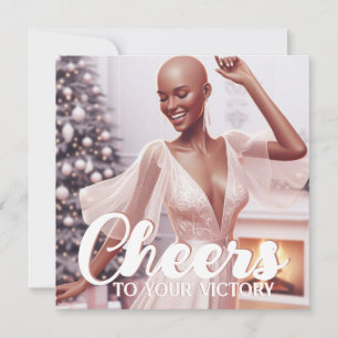 Tarjeta Festiva Superviviente de cáncer mujer afroamericana alegre