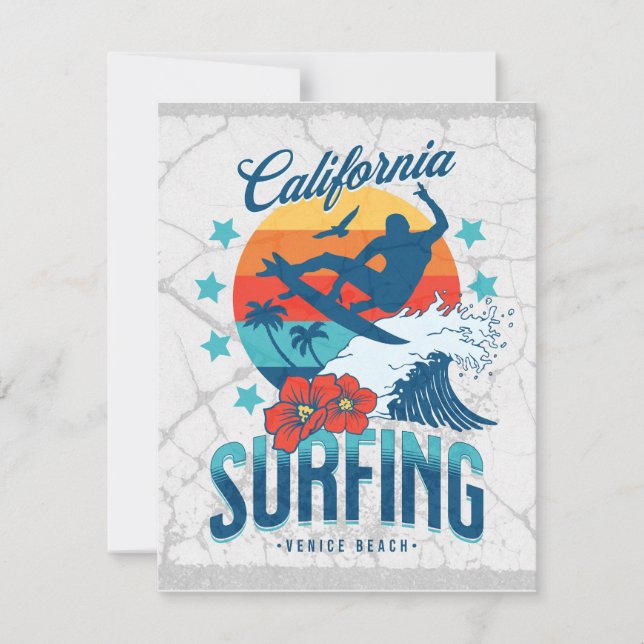 Tarjeta Festiva Surf en California - Palm Beach (Anverso)