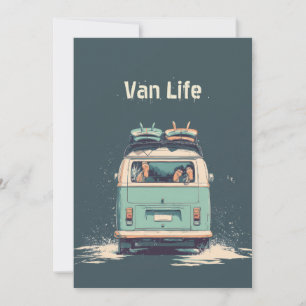 Tarjeta Festiva Surf Van Splash – Camper Retro de Playa