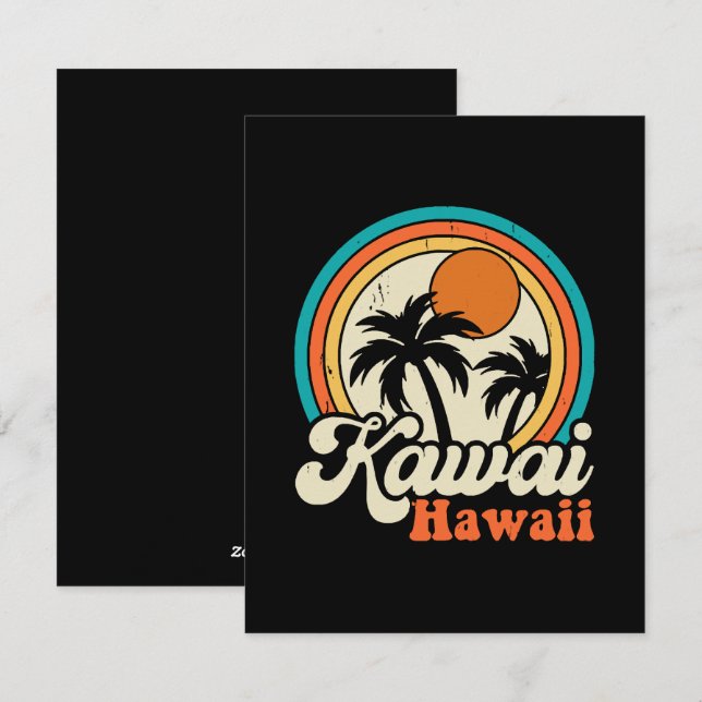 Tarjeta Festiva Surfando Kawaii Hawaii (Anverso / Reverso)