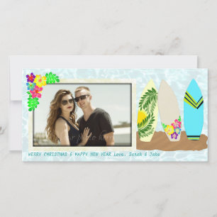 Tarjeta Festiva Surfboards Navidades de Hawái