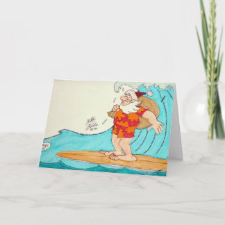 Tarjeta Festiva Surfin' Santa