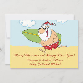 Tarjeta Festiva Surfing Santa