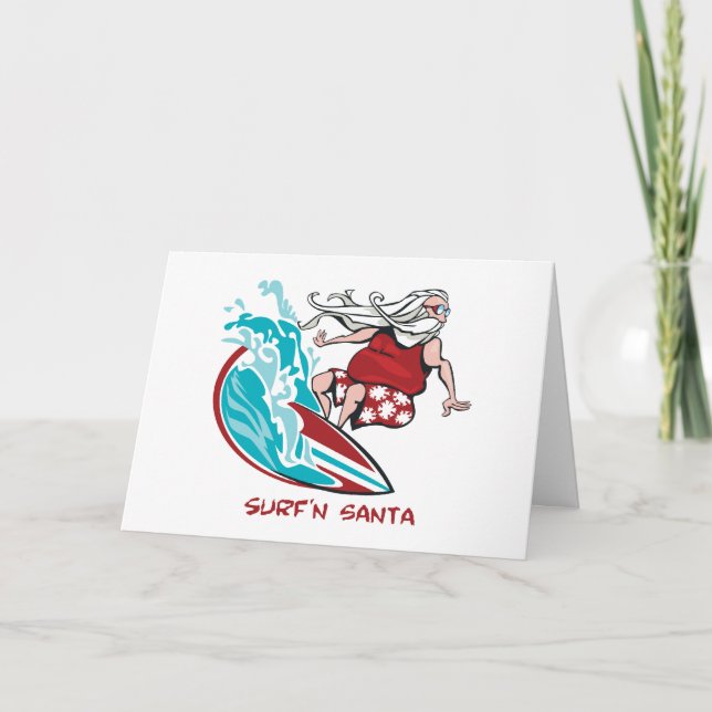 Tarjeta Festiva Surf'n Santa (Anverso)
