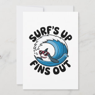 Tarjeta Festiva Surf's Up, Fins Out - Diseño de Surfing Guay