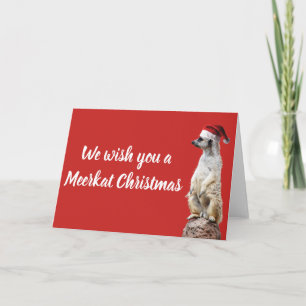 Tarjeta Festiva Suricata con sombrero de Santa Claus