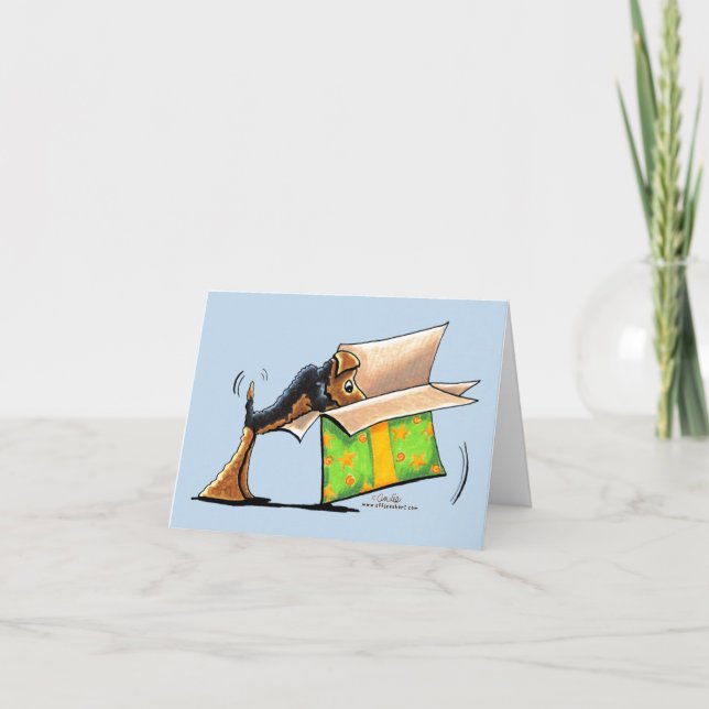 Tarjeta Festiva Surprise Me Airedale Welsh Terrier (Anverso)