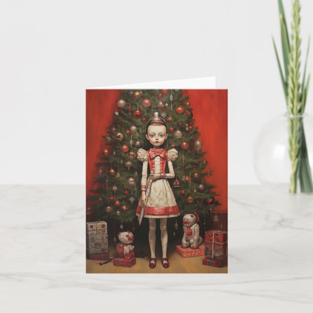 Tarjeta Festiva Surreal Creepy Navidades Card (Anverso)