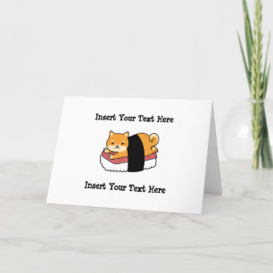 Tarjeta Festiva Sushi Shiba Inu - Comida japonesa para perros ador