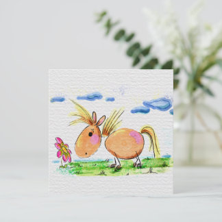 Tarjeta Festiva Süsse Pferdekarte, Pferde Aquarell Illustration