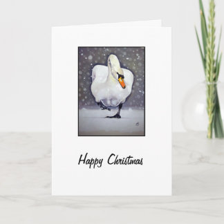 Tarjeta Festiva Swan en nieve