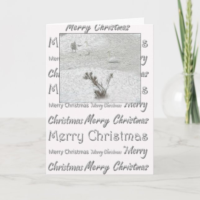 Tarjeta Festiva Swans de invierno (Anverso)