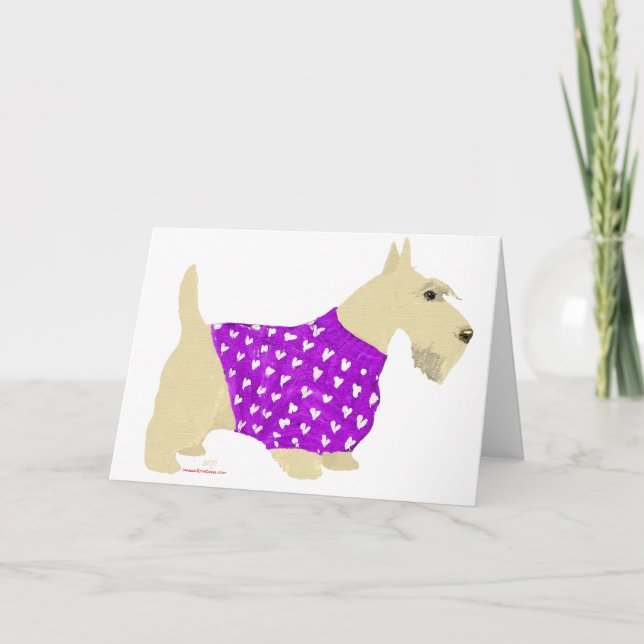 Tarjeta Festiva Sweater Wheaten Scottish Terrier (Anverso)