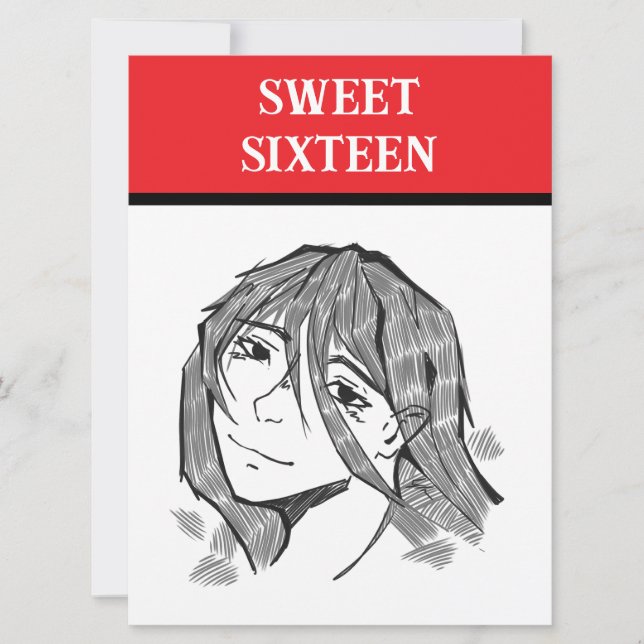 Tarjeta Festiva Sweet 16 lineart  (Anverso)