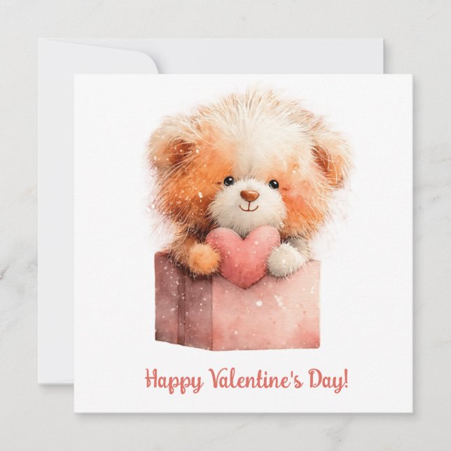Tarjeta Festiva Sweet Bear Valentine Gift Art (Anverso)