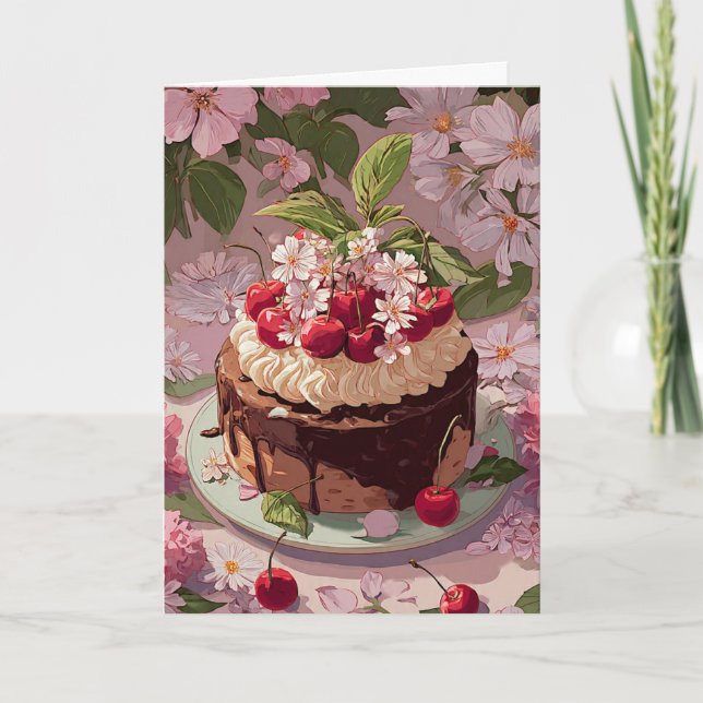 Tarjeta Festiva Sweet Birthday Cake Wishes Card (Anverso)