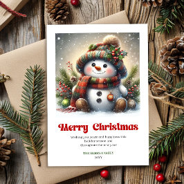 Tarjeta Festiva Sweet Christmas snowman watercolor kids greeting