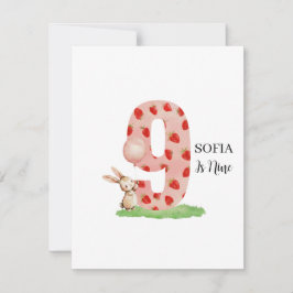 Tarjeta Festiva Sweet Cute Bunny 9th Birthday Card for Daughter