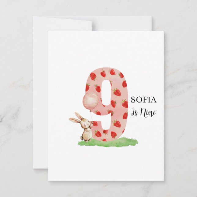 Tarjeta Festiva Sweet Cute Bunny 9th Birthday Card for Daughter (Anverso)