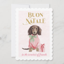 Tarjeta Festiva Sweet Dachshund Pink Buon Natale