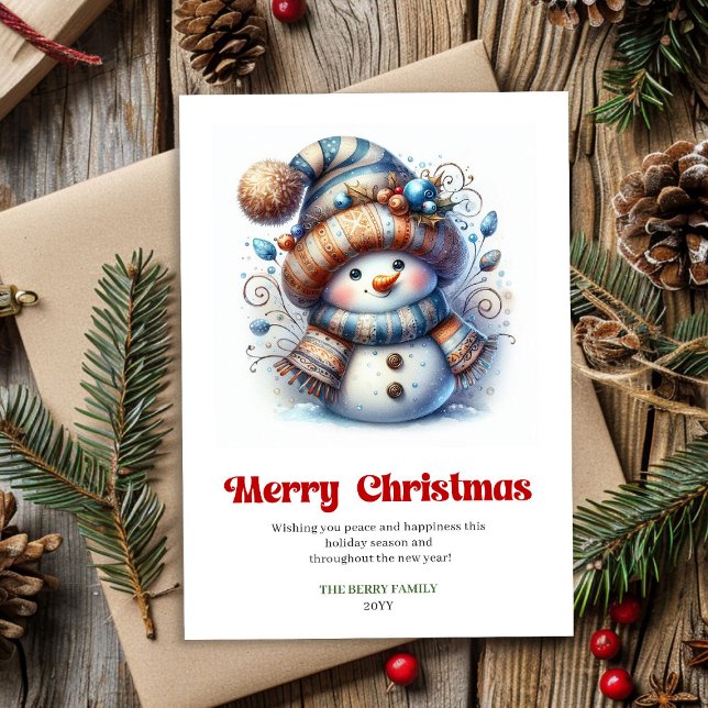 Tarjeta Festiva Sweet digital cartoon snowman festive greeting (Sweet digital cartoon snowman festive greeting)