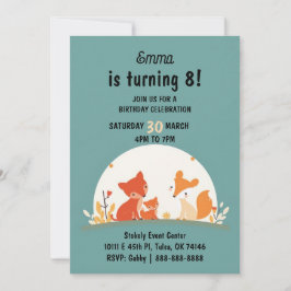 Tarjeta Festiva Sweet Foxes Birthday Invitation Card – Cute Woodla