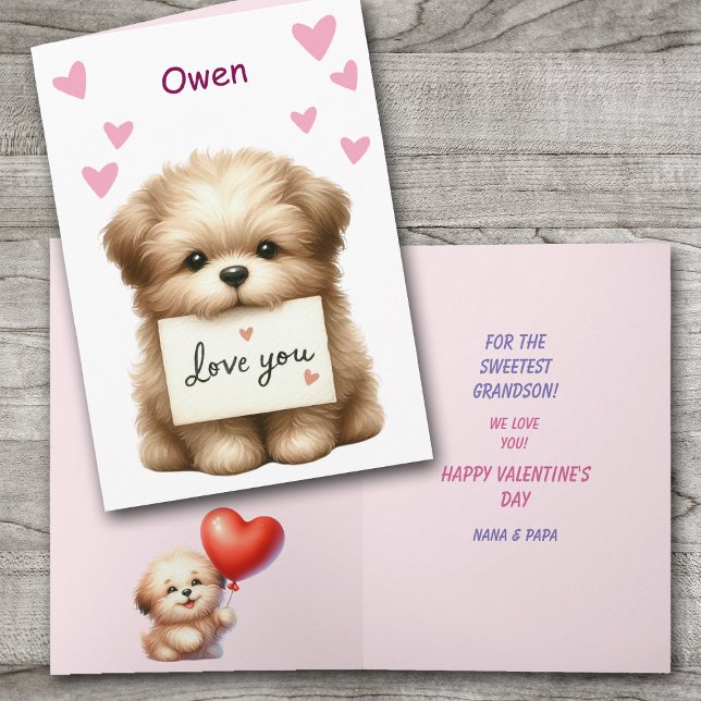 Tarjeta Festiva Sweet Grandson Puppy Dog Valentine (Subido por el creador)