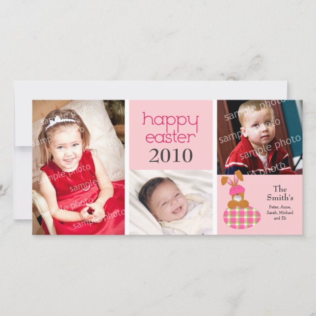 Tarjeta Festiva Sweet Happy Easter 3-Photo Card personalizado: ros (Anverso)