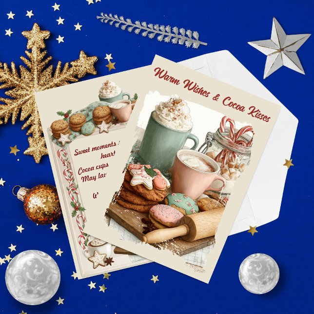 Tarjeta Festiva Sweet Holiday Wishes – Cookies, Cocoa & Cheer (Subido por el creador)