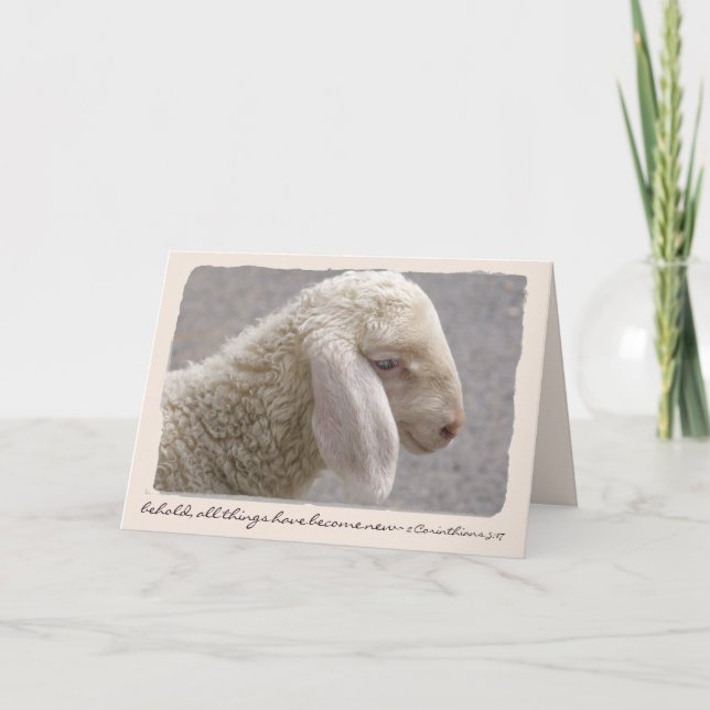 Tarjeta Festiva Sweet Little Lamb Personalizado Textos Pascua/Prim (Anverso)