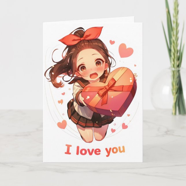 Tarjeta Festiva Sweet Love Anime Chica (Anverso)