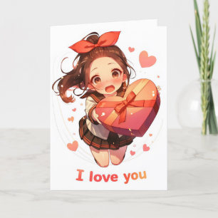 Tarjeta Festiva Sweet Love Anime Chica
