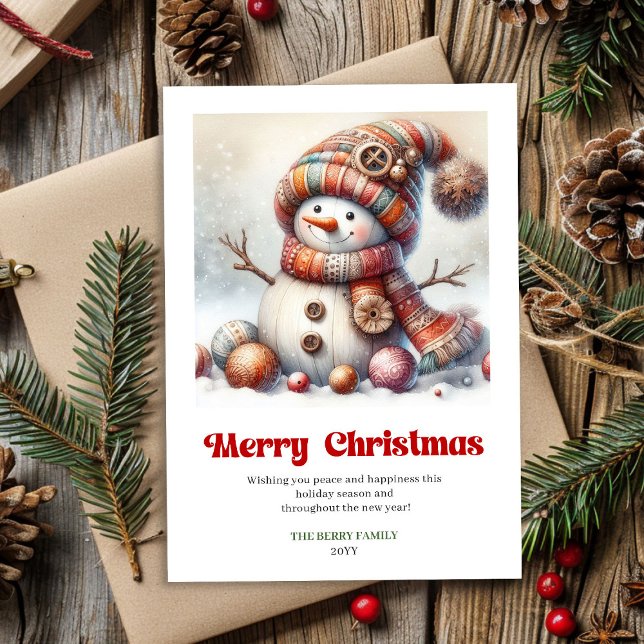 Tarjeta Festiva Sweet printable Christmas snowman festive holiday (Sweet printable Christmas snowman festive holiday)
